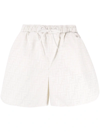 Shop Fendi Ff-print Drawstring Shorts In Weiss