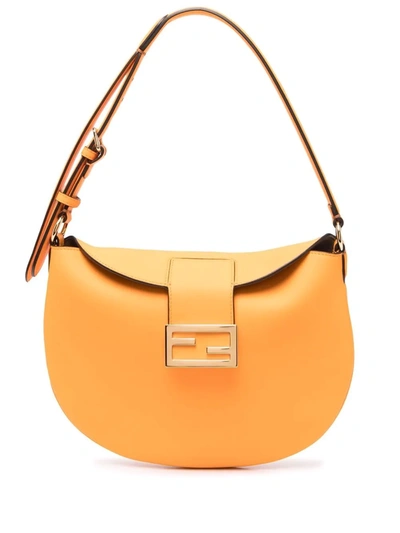 Shop Fendi Small Croissant Shoulder Bag In Orange
