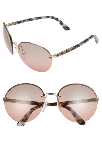 Shop Prada 61mm Rimless Round Sunglasses In Grey/ Gold/ Ombre Gradient