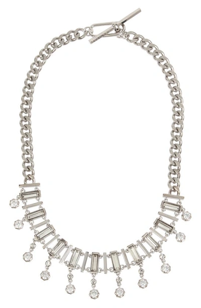 Shop Allsaints Multi Row Crystal Collar Necklace In Crystal/ Rhodium