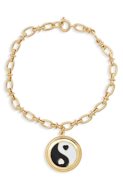 Shop Wilhelmina Garcia Yin Yang Bracelet In Black/ Gold