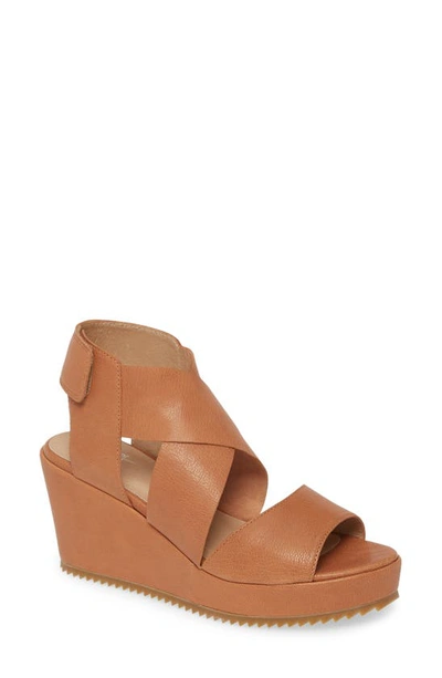 Shop Eileen Fisher Whimsy Platform Wedge Sandal In Camel Leather