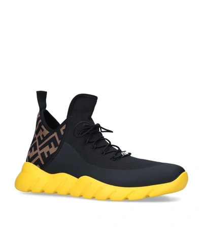 Shop Fendi Logo Sneakers In Black