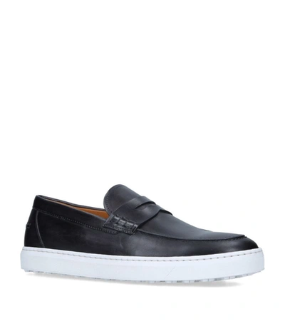 Shop Magnanni Leather Hybrid Loafers In Grey