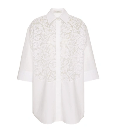 Shop Valentino Lace-panel Shirt In White