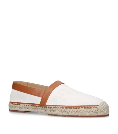 Shop Fendi Logo Espadrilles In Beige