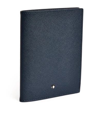 Shop Montblanc Leather Sartorial Passport Holder In Blue