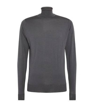 Shop John Smedley Merino Wool Rollneck Cherwell Sweater In Grey