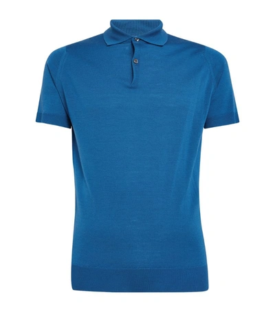 Shop John Smedley Merino Wool Payton Polo Shirt In Blue