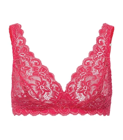 Shop Hanro Lace Moments Soft Cup Bra In Red
