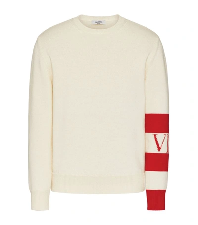 Shop Valentino Wool Stripe-sleeve Sweater In Multi