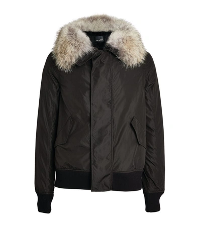 Shop Yves Salomon Homme Rabbit Fur-trim Bomber Jacket In Black