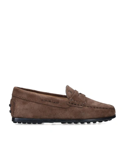 Shop Tod's Gommino Moccasin Loafers In Beige