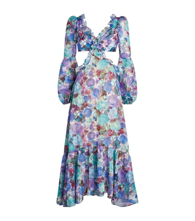 Shop Patbo Cut-out Floral Blossom Dress In Purple