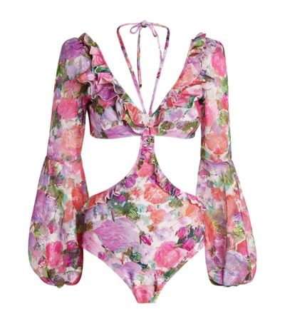 Shop Patbo Cut-out Blossom Swimsuit In Pink