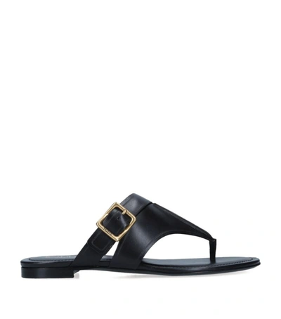 Shop Tod's Leather Thong Sandals In Black