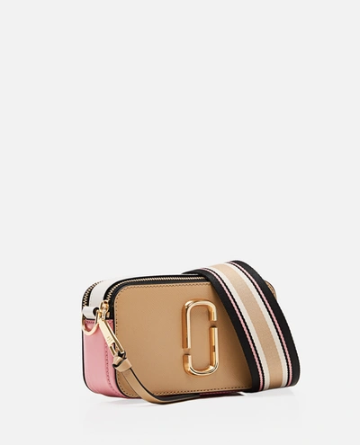 Shop Marc Jacobs Snapshot Patent Saffiano Leather Shoulder Bag In Beige