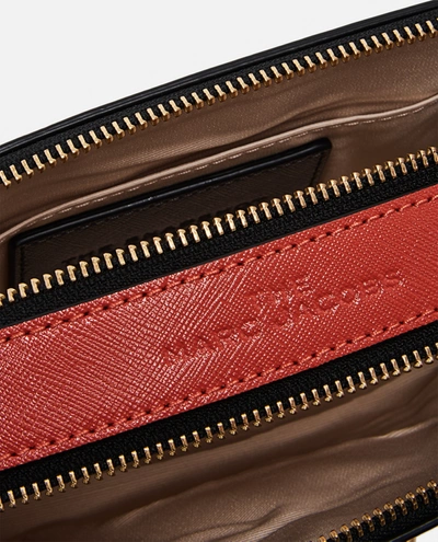 Shop Marc Jacobs Snapshot Patent Saffiano Leather Shoulder Bag In Grey