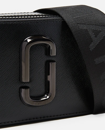 Shop Marc Jacobs Snapshot Patent Saffiano Leather Shoulder Bag In Black