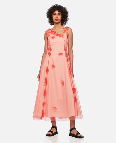 Shop Molly Goddard Tulle Dress With Floral Details In Pink