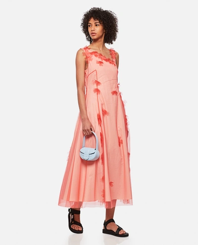 Shop Molly Goddard Tulle Dress With Floral Details In Pink
