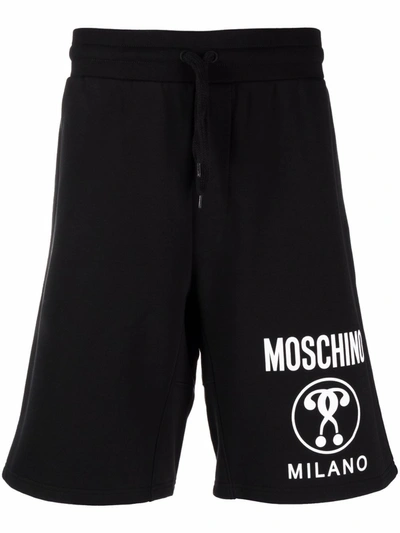 Shop Moschino Double Question Mark Bermuda Shorts In Black