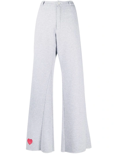 Shop Natasha Zinko Jersey Wide-leg Trousers In Grau