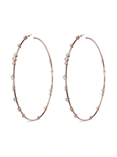 Shop Mattia Cielo 18kt Rose Gold Rugiada Diamond Hoop Earrings In Rosa