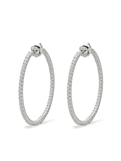 Shop Mattia Cielo 18kt White Gold And Titanium Rugiada Front And Back Diamond Hoop Earrings In Silber