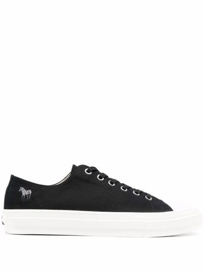 Shop Ps By Paul Smith Embroidered-zebra Low Top Sneakers In Schwarz