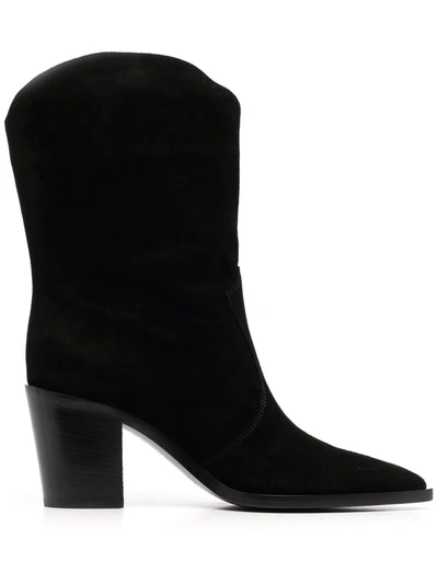 Shop Gianvito Rossi Denver 70mm Suede Ankle Boots In Black