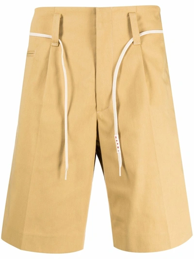 Shop Marni Drawstring-waist Cotton Shorts In Nude