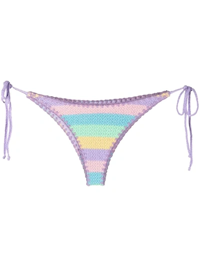 Mc2 Saint Barth Multicolour Marielle Striped Crochet Bikini Briefs In Blau