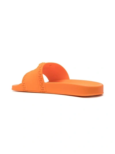 Shop Versace Medusa Rubber Pool Slides Orange