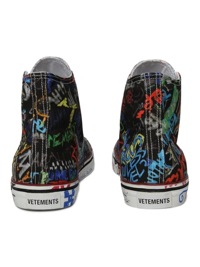 Shop Vetements Black And Multicolor Graffiti High Top Sneakers