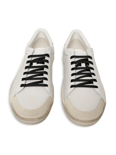 Shop Saint Laurent Court Classic Sl/39 Perforated Low Top Sneakers, Optic White