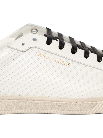Shop Saint Laurent Court Classic Sl/39 Perforated Low Top Sneakers, Optic White