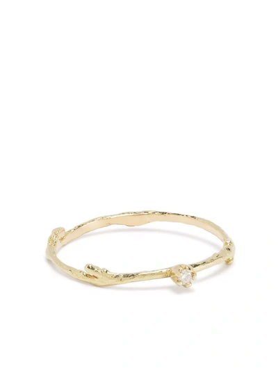 Shop Alex Monroe 18kt Yellow Gold Fine Twig Diamond Ring