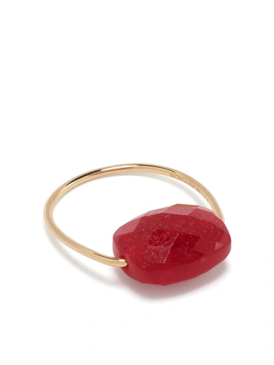 Shop Morganne Bello 18kt Yellow Gold Cushion Stone Red Quartz Ring