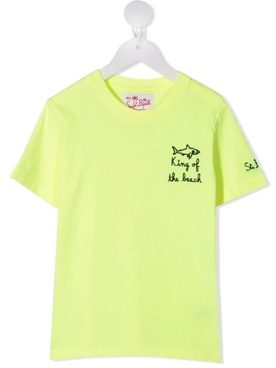 Shop Mc2 Saint Barth Logo Crew-neck T-shirt In Yellow