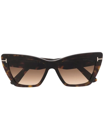 Shop Tom Ford Whyatt Butterfly-frame Sunglasses In Brown