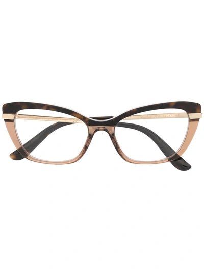 Shop Dolce & Gabbana Two-tone Cat-eye Glasses In Gold