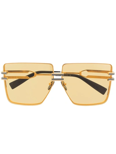 Shop Balmain Eyewear X Akoni Gendarme Oversized Sunglasses In Gold