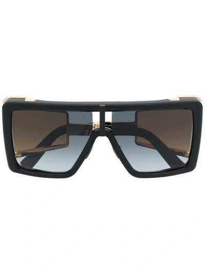 Shop Balmain Eyewear Square Visor Sunglasses In Black