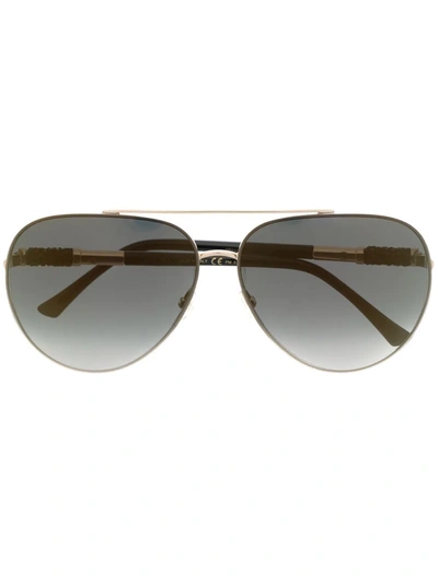 Shop Jimmy Choo Gray Pilot-frame Sunglasses In Brown
