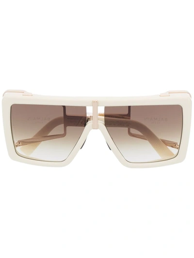Shop Balmain Eyewear Square-frame Sunglasses In White
