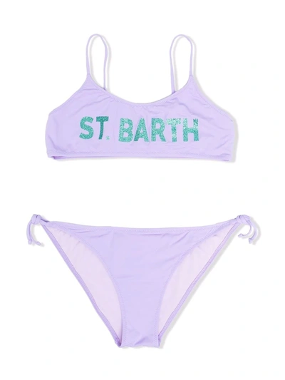 Shop Mc2 Saint Barth Teen Jaident Logo-print Bikini Set In Purple