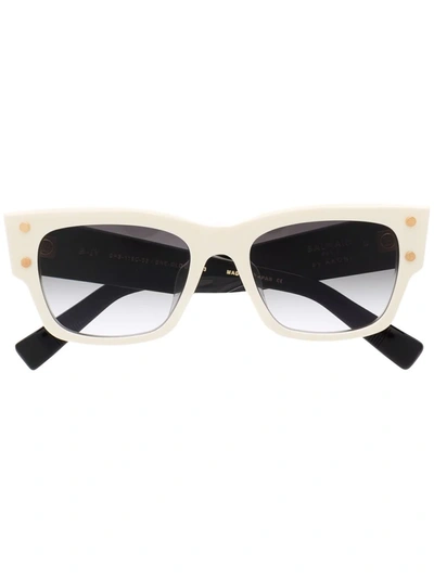 Shop Balmain Eyewear Two-tone Thick Sunglasses In White