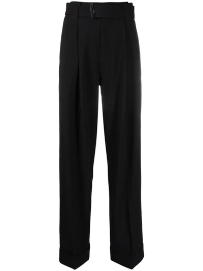 Shop Ganni Straight-leg Tailored Trousers In Black