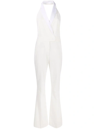 Dondup Double-breasted Sleeveless Jumpsuit In White